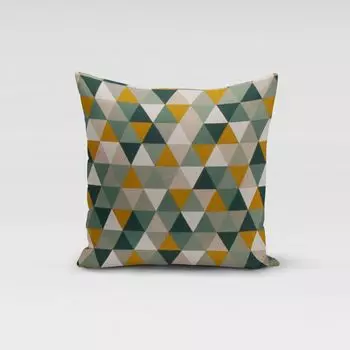 КРАСИВАЯ ЖИЗНЬ. Чехол на подушку треугольники натуральный зеленый желтый разные размеры размер 80х80см (ВхШ) размер 80х80см (ВхШ) Schner-Leben