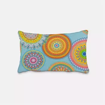 КРАСИВАЯ ЖИЗНЬ. Чехол на подушку уличные мандалы бирюзовые многоцветные размер 60х80см (ВхШ) размер 60х80см (ВхШ) Schner-Leben