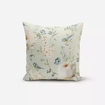 КРАСИВАЯ ЖИЗНЬ. Чехол на подушку Velvet Deluxe с цветами пиона Blaumei размер 80х80см (ВхШ) размер 80х80см (ВхШ) Schner-Leben