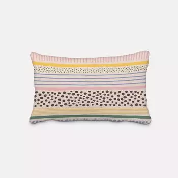 КРАСИВАЯ ЖИЗНЬ. Чехол на подушку в горизонтальные полосы, точки, линии, бежевый, разноцветный, размер 60x80см (ВxШ) Размер 60x80см (ВxШ) Schner-Leben