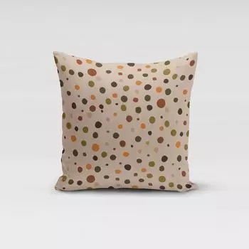 КРАСИВАЯ ЖИЗНЬ. Чехол на подушку в горошек, большой, натуральный, желтый, зеленый, коричневый, размер 80x80см (ВxШ) Размер 80x80см (ВxШ) Schner-Leben