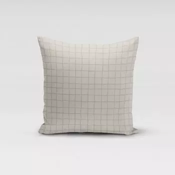 КРАСИВАЯ ЖИЗНЬ. Чехол на подушку в клетку, шерсть, белый, бежевый, разные размеры, размер 80x80см (ВxШ) Размер 80x80см (ВxШ) Schner-Leben