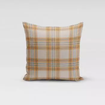 КРАСИВАЯ ЖИЗНЬ. Чехол на подушку в клетку в клетку натуральная охра желто-серый размер 70х70см (ВхШ) размер 70х70см (ВхШ) Schner-Leben