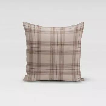 КРАСИВАЯ ЖИЗНЬ. Чехол на подушку в клетку в клетку натуральный розовый коричневый размер 70х70см (ВхШ) размер 70х70см (ВхШ) Schner-Leben