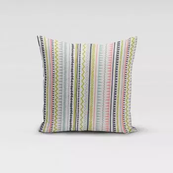 КРАСИВАЯ ЖИЗНЬ. Чехол на подушку в полоску в этническом стиле Инка белый серый зеленый розовый размер 70х70см (ВхШ) 70х70см (ВхШ) размер Schner-Leben