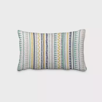 КРАСИВАЯ ЖИЗНЬ. Чехол на подушку в полоску в этническом стиле Инка белый серый синий желтый размер 60х80см (ВхШ) размер 60х80см (ВхШ) Schner-Leben