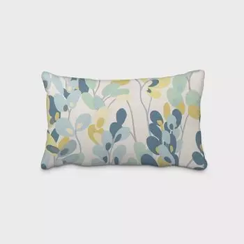 КРАСИВАЯ ЖИЗНЬ. Чехол на подушку ветки листья белый зеленый синий размер 60х80см (ВхШ) размер 60х80см (ВхШ) Schner-Leben