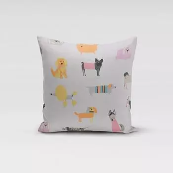 КРАСИВАЯ ЖИЗНЬ. Чехол на подушку Woof BonBon Dogs экрю желтый розовый размер 70x70см (ВxШ) размер 70x70см (ВxШ) Schner-Leben