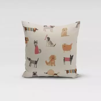 КРАСИВАЯ ЖИЗНЬ. Чехол на подушку Woof Butterscotch Dogs бежевый разноцветный размер 70x70см (ВxШ) размер 70x70см (ВxШ) Schner-Leben