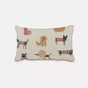 КРАСИВАЯ ЖИЗНЬ. Чехол на подушку Woof Butterscotch Dogs бежевый разноцветный размер 60х80см (ВхШ) размер 60х80см (ВхШ) Schner-Leben