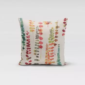 КРАСИВАЯ ЖИЗНЬ. Чехол на подушку завитки листья акварель бежевый терракотовый размер 80х80см (ВхШ) размер 80х80см (ВхШ) Schner-Leben