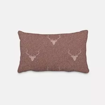 КРАСИВАЯ ЖИЗНЬ. Чехол на подушку жаккардовая голова оленя рога красный коричневый бежевый размер 60х80см (ВхШ) размер 60х80см (ВхШ) Schner-Leben