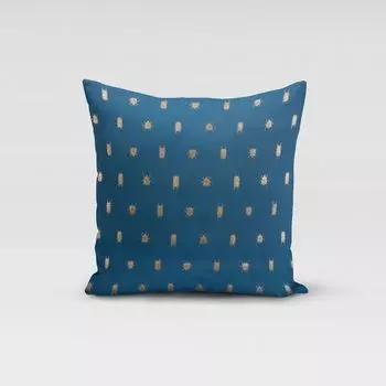 КРАСИВАЯ ЖИЗНЬ. Чехол на подушку жук синее золото металлик разные размеры размер 70х70см (ВхШ) 70х70см (ВхШ) размер Schner-Leben