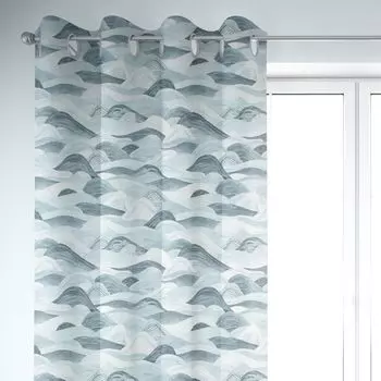 КРАСИВАЯ ЖИЗНЬ. Карнизы с графическими линиями бежево-синего цвета, 245 см, подвесные люверсы Schner-Leben, синий