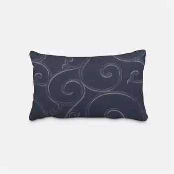 КРАСИВАЯ ЖИЗНЬ. Наволочка с орнаментом, завитками, полиэстер, темно-синий, серебристый, размер 60x80см (ВxШ) Размер 60x80см (ВxШ) Schner-Leben