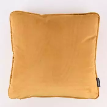 КРАСИВАЯ ЖИЗНЬ. Подушка бархатная с кантом горчичного цвета 50х50см Schner-Leben