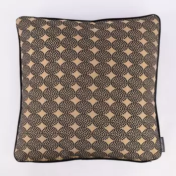 КРАСИВАЯ ЖИЗНЬ. Подушка двусторонняя бархатная золотисто-черная 50х50см Schner-Leben