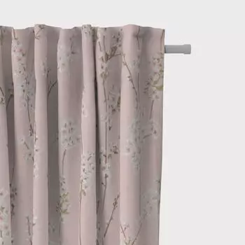 КРАСИВАЯ ЖИЗНЬ. Штора Almond Blossom ветки цветка миндаля розовая 245см подвесные люверсы Schner-Leben, розовый