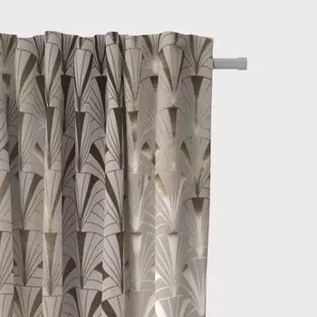 КРАСИВАЯ ЖИЗНЬ. Штора арт-деко бант натуральное золото металлик 245см подвесные люверсы Schner-Leben, бежевый