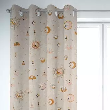КРАСИВАЯ ЖИЗНЬ. Штора Astronomy Sun Planets натуральное золото, пастель, 24 подвеса, присборенная петлевая лента Schner-Leben, бежевый