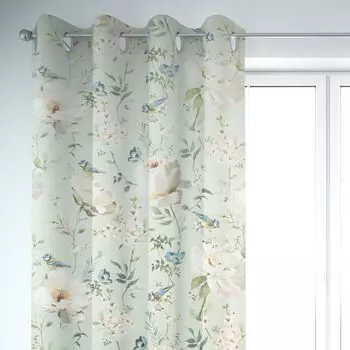 КРАСИВАЯ ЖИЗНЬ. Штора бархатная с тропическими листьями зелено-коричневая кремовая 245см подвесная присборенная петлевая лента Schner-Leben, зеленый