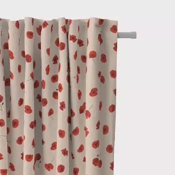 КРАСИВАЯ ЖИЗНЬ. Штора Цветок Мака Цветы мака натуральный красный 245см подвесные люверсы Schner-Leben, бежевый
