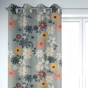 КРАСИВАЯ ЖИЗНЬ. Штора цветы цветы мятный цвет 245см подвесная присборенная лента-петля Schner-Leben, зеленый
