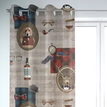 КРАСИВАЯ ЖИЗНЬ. Штора Dandy Style Gentlemen бежевая 245см подвесная присборенная лента-петля Schner-Leben, мультиколор