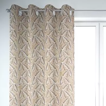 КРАСИВАЯ ЖИЗНЬ. Штора Делюкс вискозный лен однотонная экрю 245см подвесная присборенная лента-петля Schner-Leben, желтый