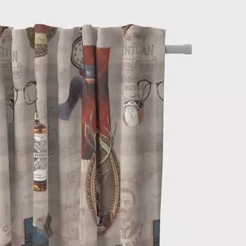 КРАСИВАЯ ЖИЗНЬ. Штора Dia de Muertos Calaveras Skulls черная с подвесными люверсами Schner-Leben, мультиколор