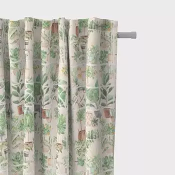 КРАСИВАЯ ЖИЗНЬ. Штора для зимнего сада в горшках для растений бежево-зеленая 245см с подвесными люверсами Schner-Leben, бежевый