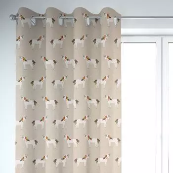 КРАСИВАЯ ЖИЗНЬ. Штора единороги радуга натуральные красочные 245см подвесные люверсы Schner-Leben, бежевый