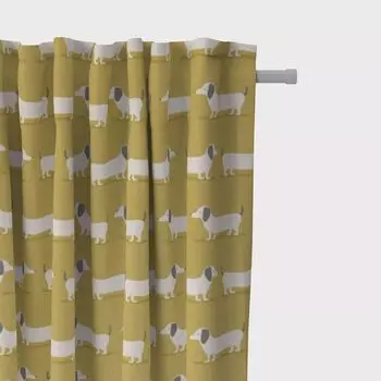 КРАСИВАЯ ЖИЗНЬ. Штора Fryett`s Dachshund Dachshund горчично-жёлтая 245см подвесные люверсы Schner-Leben, желтый
