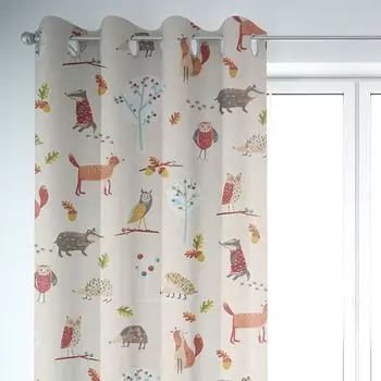 КРАСИВАЯ ЖИЗНЬ. Штора Herbie Butterscotch лесные животные бежевый разноцветный 245см подвесная присборенная лента-петля Schner-Leben