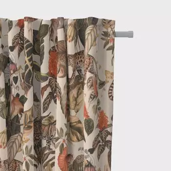 КРАСИВАЯ ЖИЗНЬ. Штора Империя Джунгли Джунгли натуральный зеленый красный 245см подвесные люверсы Schner-Leben, бежевый