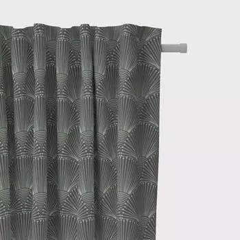 КРАСИВАЯ ЖИЗНЬ. Штора из хлопка веерный бантик темно-синий мятно-зеленый люверсы-подвески Schner-Leben