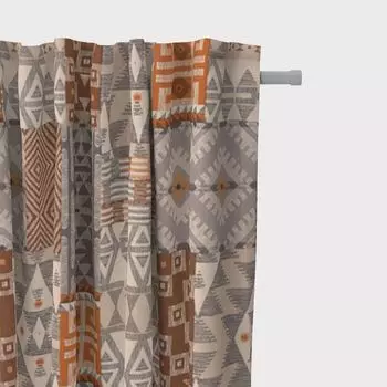 КРАСИВАЯ ЖИЗНЬ. Штора Этно Шик Этно Лоскутная натуральный серо-коричневый 24 подвесных люверса Schner-Leben, бежевый