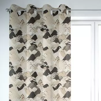 КРАСИВАЯ ЖИЗНЬ. Штора кремовая с листьями в зеленых тонах 245см Schner-Leben, бежевый