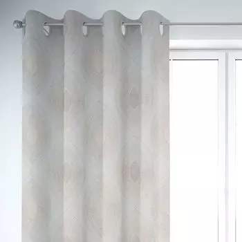 КРАСИВАЯ ЖИЗНЬ. Штора льняные листья геометрический экрю черный 245см подвесные люверсы Schner-Leben, бежевый