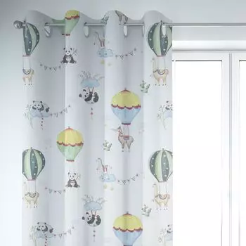 КРАСИВАЯ ЖИЗНЬ. Штора Ламарама ламы, панды и воздушные шары 245с подвесная дымчатая петлевая лента Schner-Leben, мультиколор