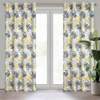 КРАСИВАЯ ЖИЗНЬ. Штора Листья эвкалипта Листья эвкалипта натуральные зеленые подвесные ленты с присборенной петлей Eurofirany, белый