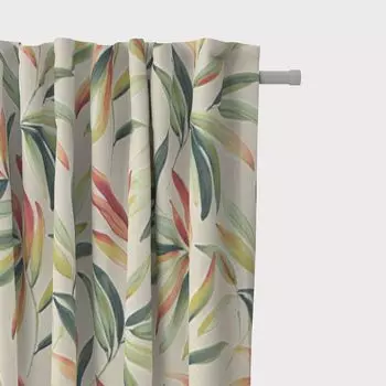 КРАСИВАЯ ЖИЗНЬ. Штора листья ветки бежевый зеленый красный 245см подвесные люверсы Schner-Leben