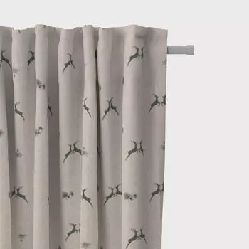 КРАСИВАЯ ЖИЗНЬ. Штора олень эдельвейс натуральный зеленый 245см подвесные люверсы Schner-Leben, бежевый