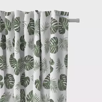 КРАСИВАЯ ЖИЗНЬ. Штора пальмовые листья какаду натуральный желтый розовый 245см подвесные люверсы Schner-Leben, мультиколор