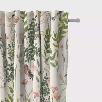 КРАСИВАЯ ЖИЗНЬ. Штора Pengari экзотические листья белая разноцветная 245см подвесная присборенная петлевая лента Schner-Leben, белый