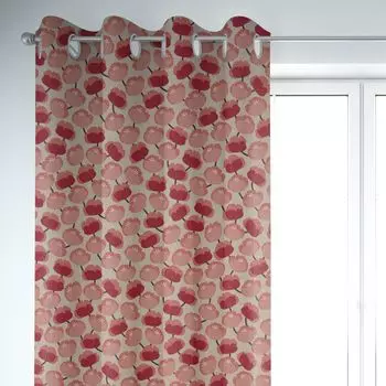 КРАСИВАЯ ЖИЗНЬ. Штора пионы абстрактные натуральные красные кораллы 245см или подвеска желаемой длины с прикрученной петлевой лентой Schner-Leben, бежевый