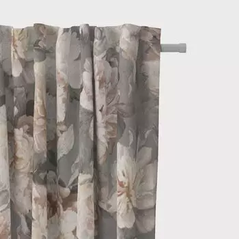 КРАСИВАЯ ЖИЗНЬ. Штора пионы лепестки роз серые бежевые золотые 245см подвесные люверсы Schner-Leben, мультиколор