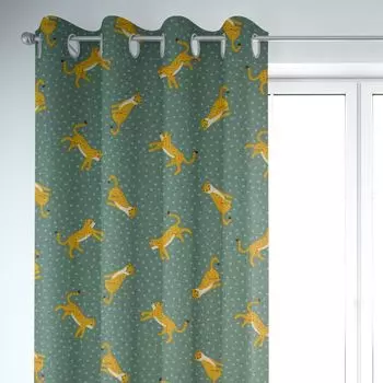 КРАСИВАЯ ЖИЗНЬ. Штора полупанама Fryett с абстрактными мятными цветами 245см или желаемой длины, подвесная лента с присборенной петлей Schner-Leben, зеленый