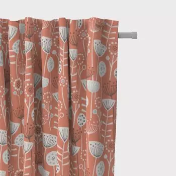КРАСИВАЯ ЖИЗНЬ. Штора полупанама Fryett с цветами абстрактного серого цвета 245см или желаемой длины, подвесная лента с копченой петлей Schner-Leben, оранжевый