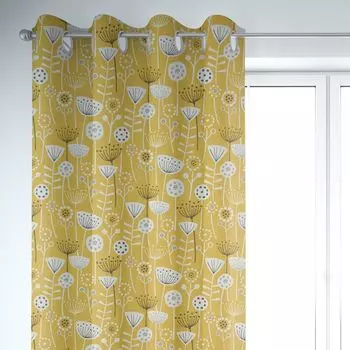 КРАСИВАЯ ЖИЗНЬ. Штора полупанама Fryett`s цветы абстрактные оранжевые 245см или желаемая длина с подвесными люверсами Schner-Leben, желтый
